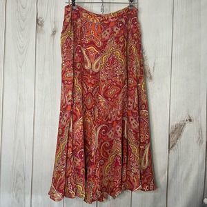 A17 Talbots Silk Multicolor Skirt Size Large
